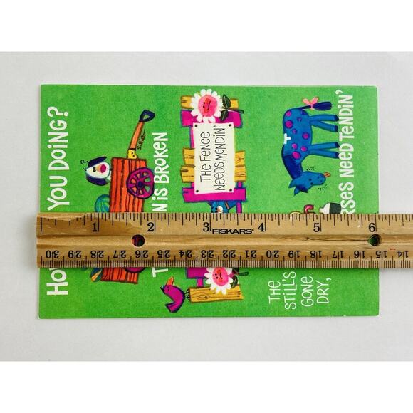 Vintage Hallmark Trifold Greeting Card Farm Funny RARE Get Well Horses Puppy Sad - Picture 9 of 9